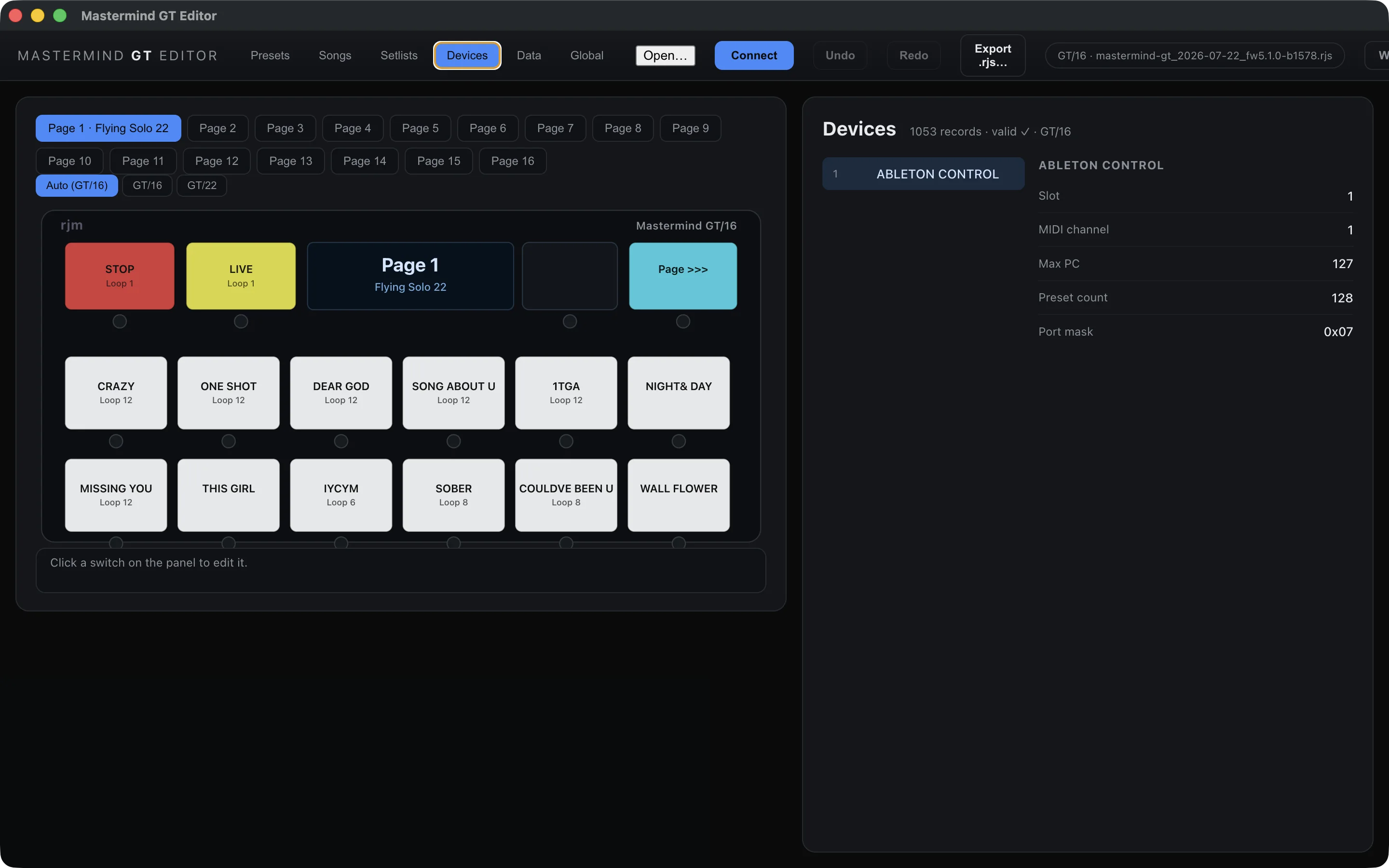 Mastermind devices workspace on Mac