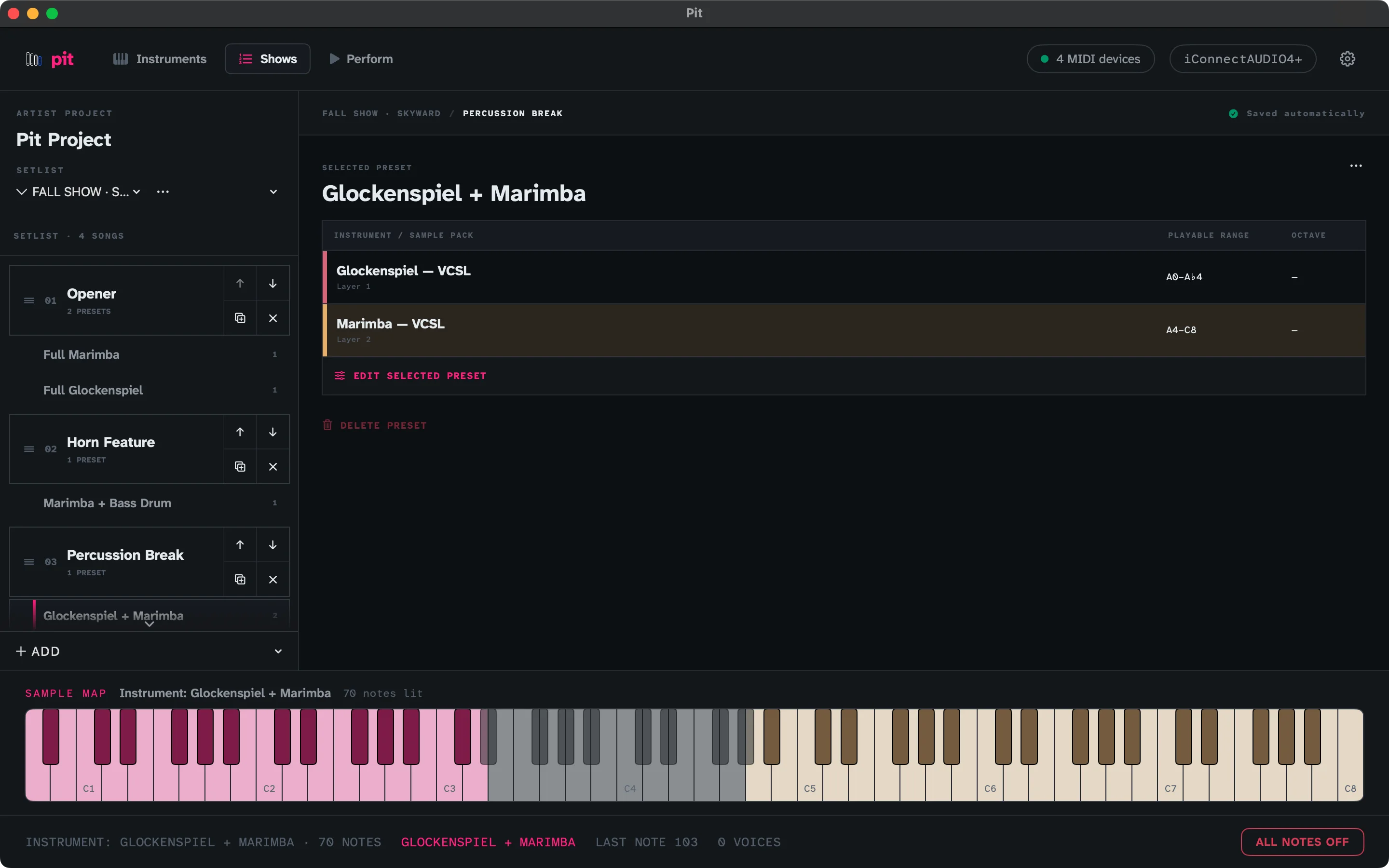 Pit show and preset workspace on Mac