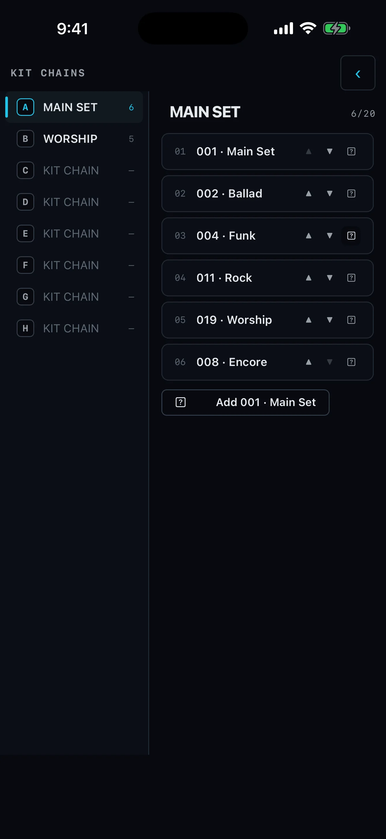 Performance Editor: SX 9 Pad kit chains on iPhone